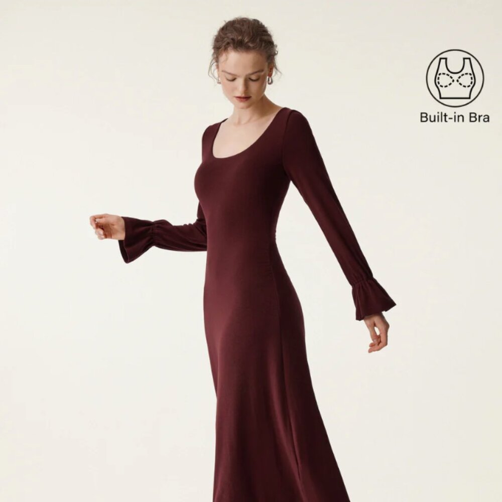OGL MOVE Light Thermal Poet Sleeve Brami Dress Size M NEW WITH TAGS